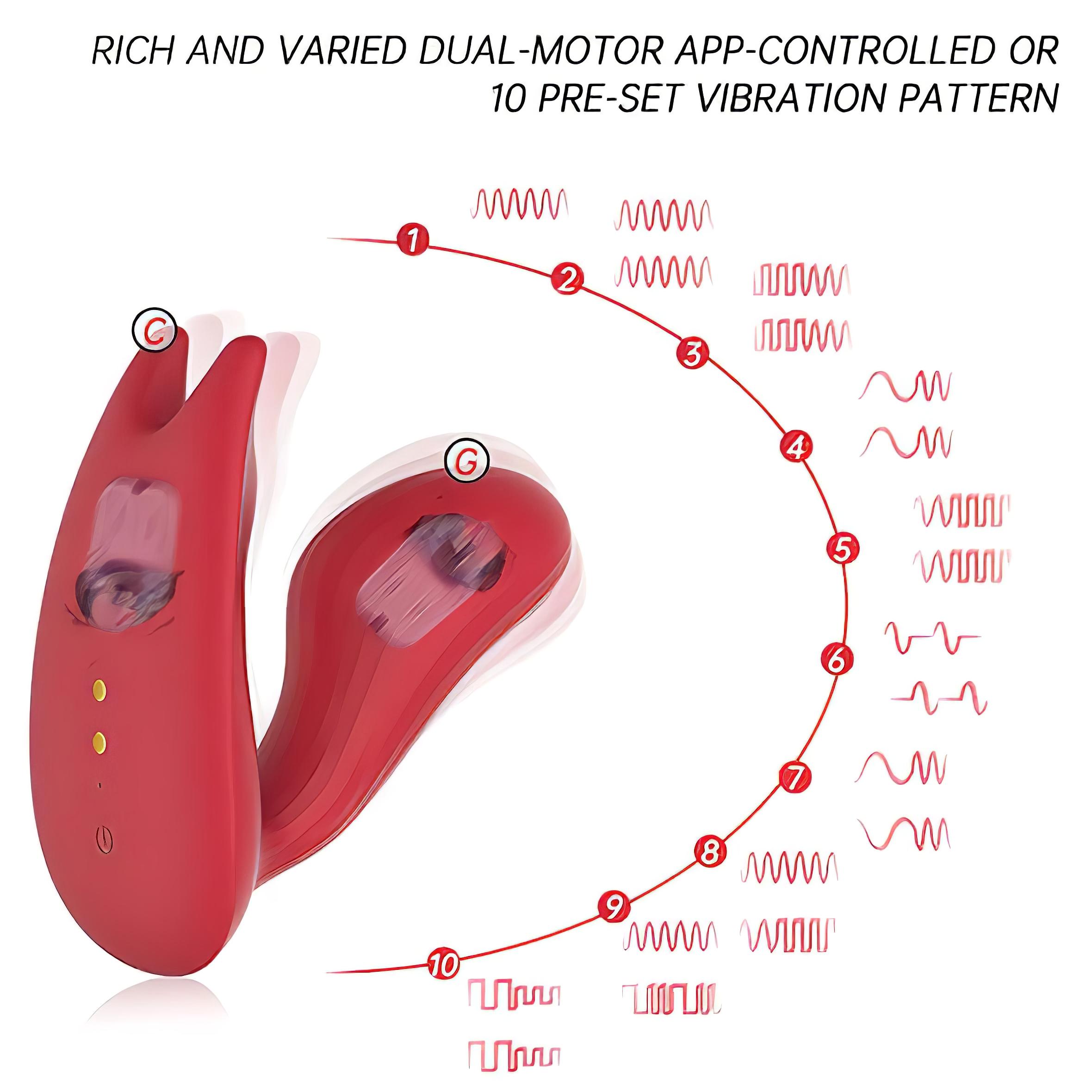 Magic Motion Umi - Viedais uzlādējamais strap-on vibrators (Sarkans)