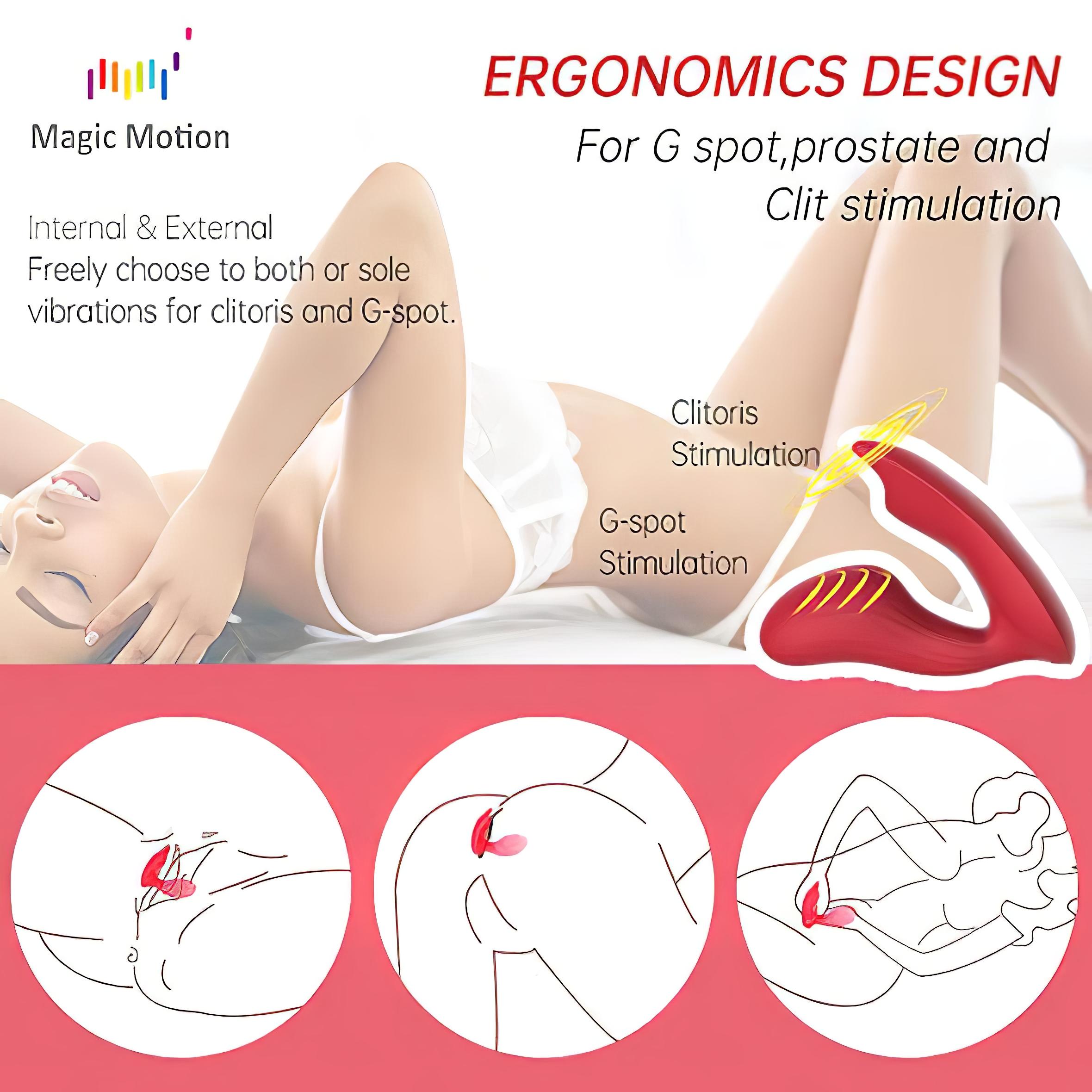 Magic Motion Umi - Viedais uzlādējamais strap-on vibrators (Sarkans)